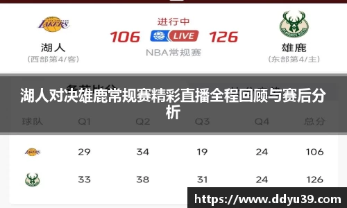 湖人对决雄鹿常规赛精彩直播全程回顾与赛后分析